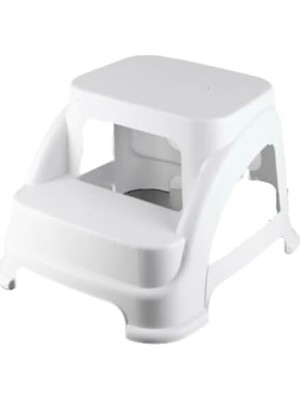 Storemax Iki Basamaklı Kaymaz Tabure - 120 kg Taşıma Kapasiteli - Basamaklı Tabure - Sert Plastik (Beyaz)