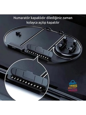 Storemax Araç Içi Kaydırmaz Telefon Tutucu ve Torpido Düzenleyici – Numara Göstergeli, 360° Dönebilen, Çok Fonksiyonlu Kaymaz Silikon Mat – 25X18 Cm, Siyah