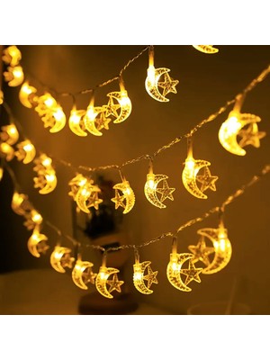 Nargo Gün Işığı - Ay-Yıldız 3mt Pilli 2 Fonksiyonlu Peri LED - Dekor Lamba