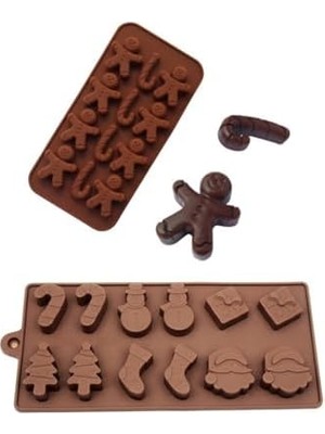 Storemax Pastry Yılbaşı Temalı Çikolata Kalıbı 2 Li Set, Kahve
