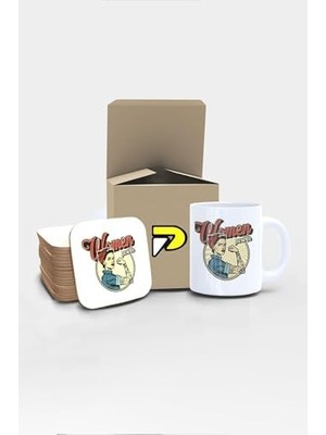 Storemax Woman Power Kadın Gücü Tasarımlı Baskılı Kupa Bardak Seti, Eğlenceli Özel Hediye Mug