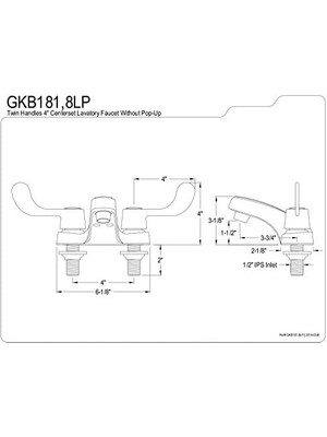 Storemax GKB181LP 10 cm Lavabo Bataryası Çift Bıçak Kolları, Krom