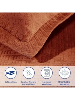 Storemax MATELASSE%100 Pamuk Sepet Dokuma 3 Parça Yatak Örtüsü Seti -, Mandarin