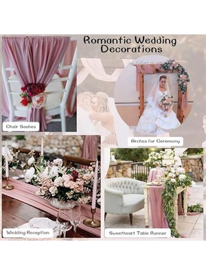 Storemax Şifon Masa Örtüsü, 68.5X305CM Şeffaf Kumaş Romantik Rustik Masa Şeridi, Düğün Masa Örtüsü, Romantik Düğün Dekorasyonu ve Bebek Partileri Için