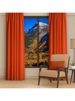 Taç Kiremit Rengi Termal Lüks %100 Işık Geçirmez Kornişli Blackout Karartma Saten Perde