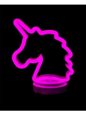 Just Cheap Store Neon Işıklı Unicorn Masa Gece Lambası