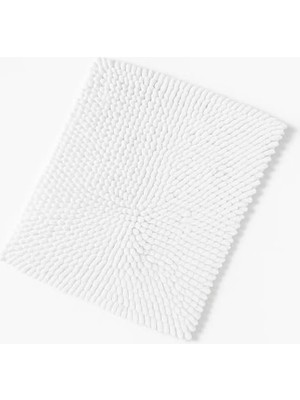 Storemax Lüks Mikrofiber Banyo Paspası – Su Emici, Modern ve Yumuşak Banyo Halısı (Beyaz)