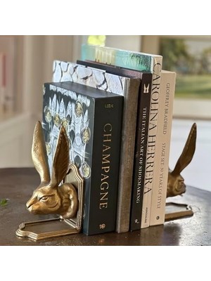 Storemax Fox Run Tavşan Dekoratif Kitap SETI,%100 Demir, 4.7" x 4" x 8.6" Ağır Kitap Ayracı