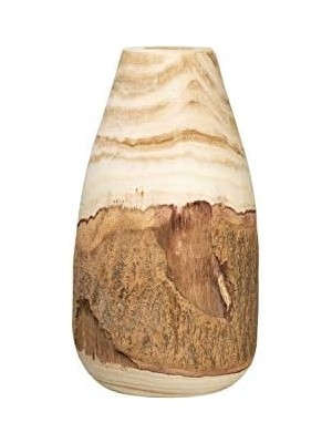 Storemax Co-Op 33 cm H Oyma Paulownia Ahşap Canlı Kenar (Her Biri Değişecektir) Vazo, 32 Cm, Kahverengi
