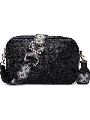 Derimod Kadın Siyah Uzun Askılı Örgü Çapraz Çanta 25ABD264929