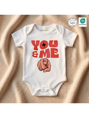 You And Me Baskılı %100 Organik Pamuk Bebek Body - Oeko-Tex Sertifikalı