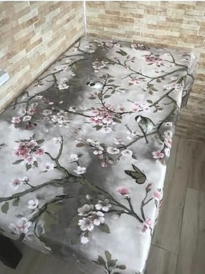 Storemax Çiçek ve Kelebek Desenli Astarlı Muşamba Masa Örtüsü, 140X240 Cm, Gri