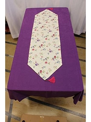 Storemax Küçük Gül Desenli Beyaz Zemin Arka Plan Dijital Baskılı Runner Amerikan Servis 40X150 cm