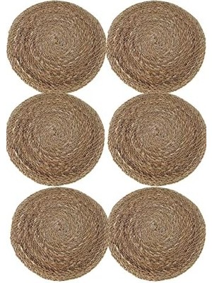 Storemax 6 Adet Yuvarlak Hasır Bambu Amerikan Servis Hasır Örme Supla Bambu Altlık 36 cm