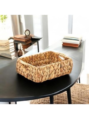 Storemax El Yapımı Hasır Bombeli Dekoratif Sepet, Hasır Bombeli Dekoratif Tepsi 3 Model Seçenekli (27 * 20 * 10CM) (Model - 1)