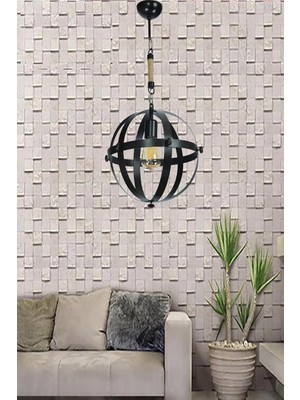 Storemax Dünya Tekli Halatlı Avize Siyah