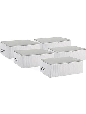 Storemax 5'li Orta Boy Gri Çizgili Stuff & Things Hurç Set 52 x 28 x 21 cm
