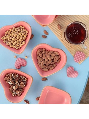 Storemax Mat Pembe Altın Fileli Kalp Çerezlik/sosluk 14 cm 6 Adet