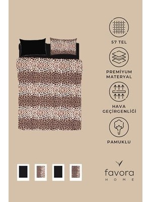 Storemax Leopar Desenli Lastikli Çarşaflı Tek Kişilik Nevresim Takımı
