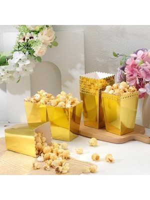 Storemax Altın Sarı Renk Popcorn Mısır Kutusu 8 Adet Cips Çerez Kuruyemiş Kutusu