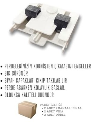 Storemax 2 Raylı Perde Rayı Korniş Finali 2 Adet