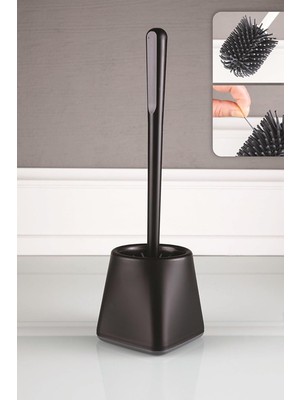 Storemax Silikon Wc Tuvalet Banyo Fırçası Klozet Fırçası Kare Siyah