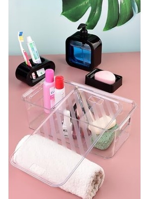 Storemax Modern Tasarım 4 Parça Banyo Aksesuar Seti Modern Hafif Lüks Yıkama Kabı Banyo Aksesuarları Banyo Seti Losyon Şişeleri, Diş Fırçası Tutacağı, Diş Kupası, Sabunluk Siyah