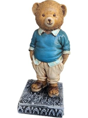 Storemax Ayıcık Biblo Figürü – Mavi Kazaklı ve Krem Gömlekli Sevimli Heykel, Ev, Ofis Dekoru Için Ideal, Hediyelik Biblo | Dekormıx