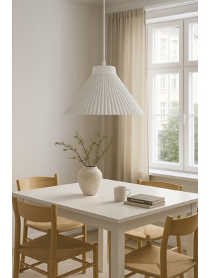 Feyza Design Şık Beyaz Sarkıt Avize, Modern Rustik Endüstriyel E27 Aydınlatma