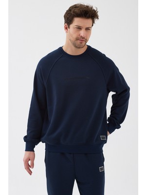 Expier Unisex Relax Fit Rahat Kesim Pamuklu Basic Bisiklet Yaka Baskılı Sweatshirt