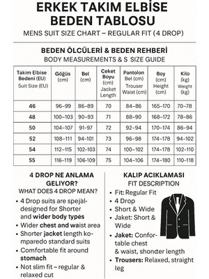 Plus Scorpion rkek Takım Elbise 4 Drop – Poliviskon Kumaş, Kısa ve Şişman Erkekler İçin Rahat Kalıp