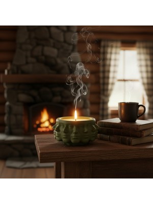 Free And Art Sanatsal Yüz Figürlü Beton Kap %100 Doğal Soya Wax Kokusuz Mum El Yapımı Dekoratif Tasarım