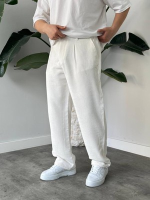 Erkek Baggy Pileli Fitilli Kadife Kumaş Pantalon K2051KP