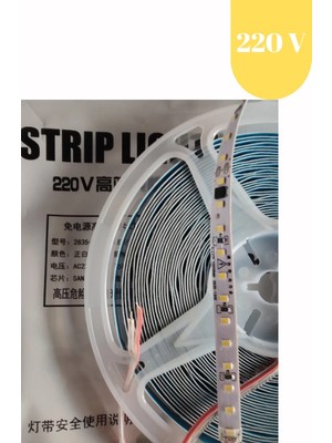 Powerr Led Aydınlatma 220 Volt 8 mm 2835 Smd 6500 K Beyaz Iç Mekan 120 Ledli 10 Metre Şerit LED