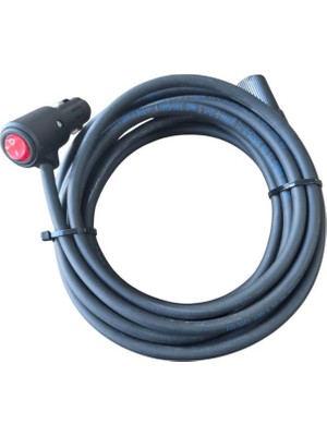 Geseus Araç Çakmaklık Uzatma Kablosu 12-24 Volt On/of Anahtarlı 16 Amper Yüksek Güç Çeken Cihazlara Özel 2 X1,5mm Ttr Bakır 5 Mt-Siyah