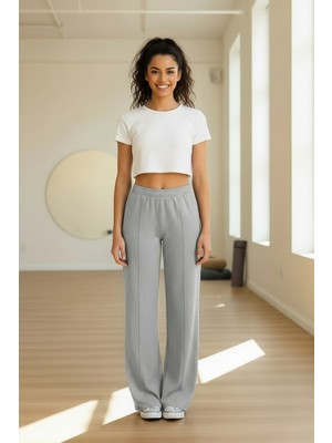 Lyvean Üç Iplik Şardonlu Oversize  Ütü Dikişli  Penye Pantolon