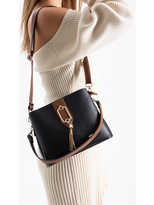 Rky Serenity Sanmorris Gold Detaylı 3 Bölmeli Omuz ve Çapraz Kadın Çanta