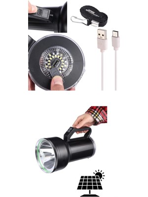 MegaSepet Taşınabilir Solar Şarjlı LED Fener Powerbank Özellikli Kamp ve Acil Durum Için Süper Parlak Işık
