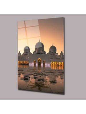 Beyaz Cami Dış Görünüşü Din ve Inanç Cam Tablo PCT0864