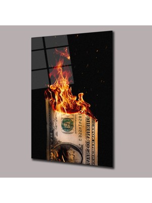 Glassual Art Yanan Dolarlar Dolar Cam Tablo PCT0832