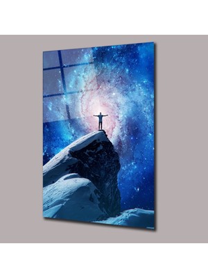 Glassual Art Mavi Gökyüzü ve Insan Uzay ve Bilim Cam Tablo PCT0653