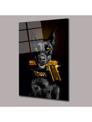 Doberman Gold Detaylı Dolar Cam Tablo PCT0595