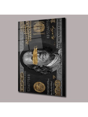 Glassual Art Gold Detaylı Dolar Cam Tablo PCT0833
