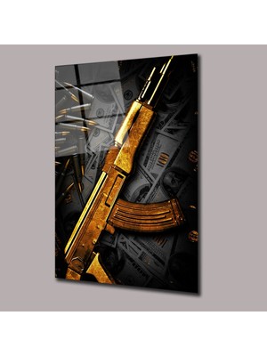 Glassual Art Gold Keleş Dolar Cam Tablo PCT0704