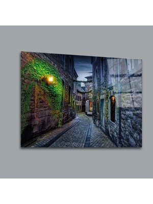 Taş Evler ve Sokak Manzara Cam Tablo PCT0150