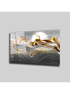 Glassual Art Gri-Gold Renkli Yaşam Karışık Cam Tablo PCT0405