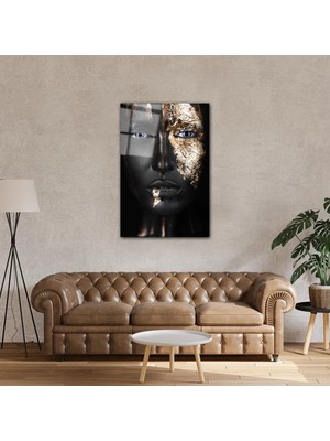 Mavi Gözlü Siyah Tenli Kadın Cam Tablo PCT0417