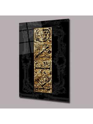 Glassual Art Gold Desenli King Yazısı Dolar Cam Tablo PCT0697