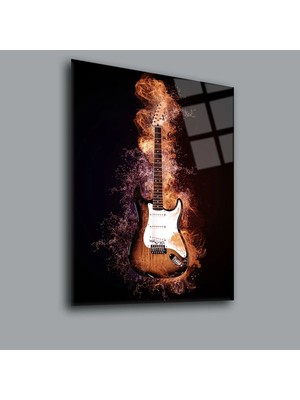 Kahverengi Bas Gitar Karışık Cam Tablo PCT0066