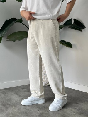 Erkek Baggy Pileli Fitilli Kadife Kumaş Pantalon K2051KP
